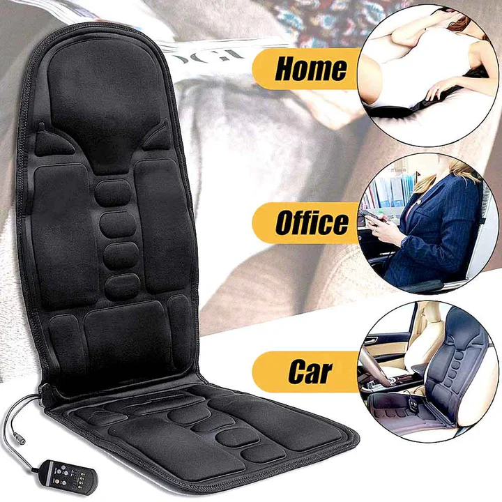 Comforting 8-mode heated massage cushion. Versatile full-body relief for stress & muscle tension at home or car.