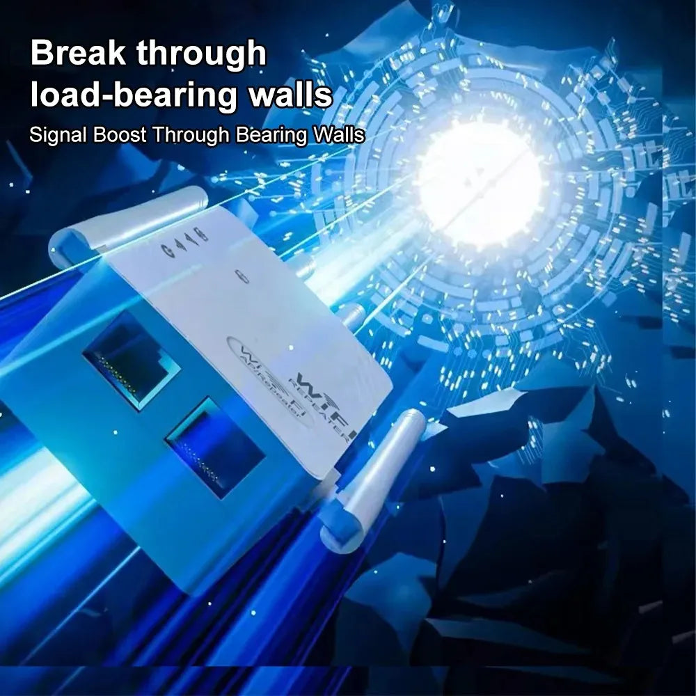 Wireless network enhancer for dead zones. 1200Mbps dual band WiFi extender improves home & office internet speed.