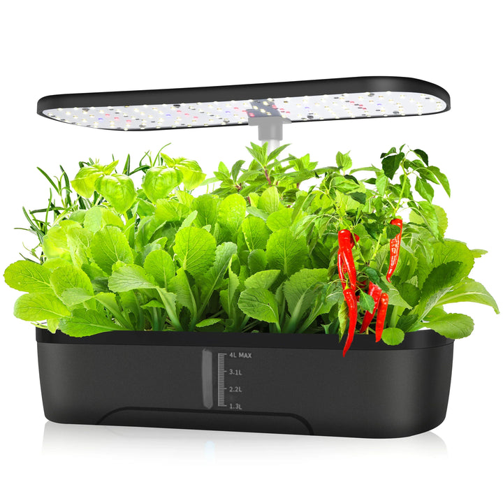 Tavvitaimp18 Unisex 12-Pod Smart Hydroponic Herb Garden with LED grow light for indoor plant growth.