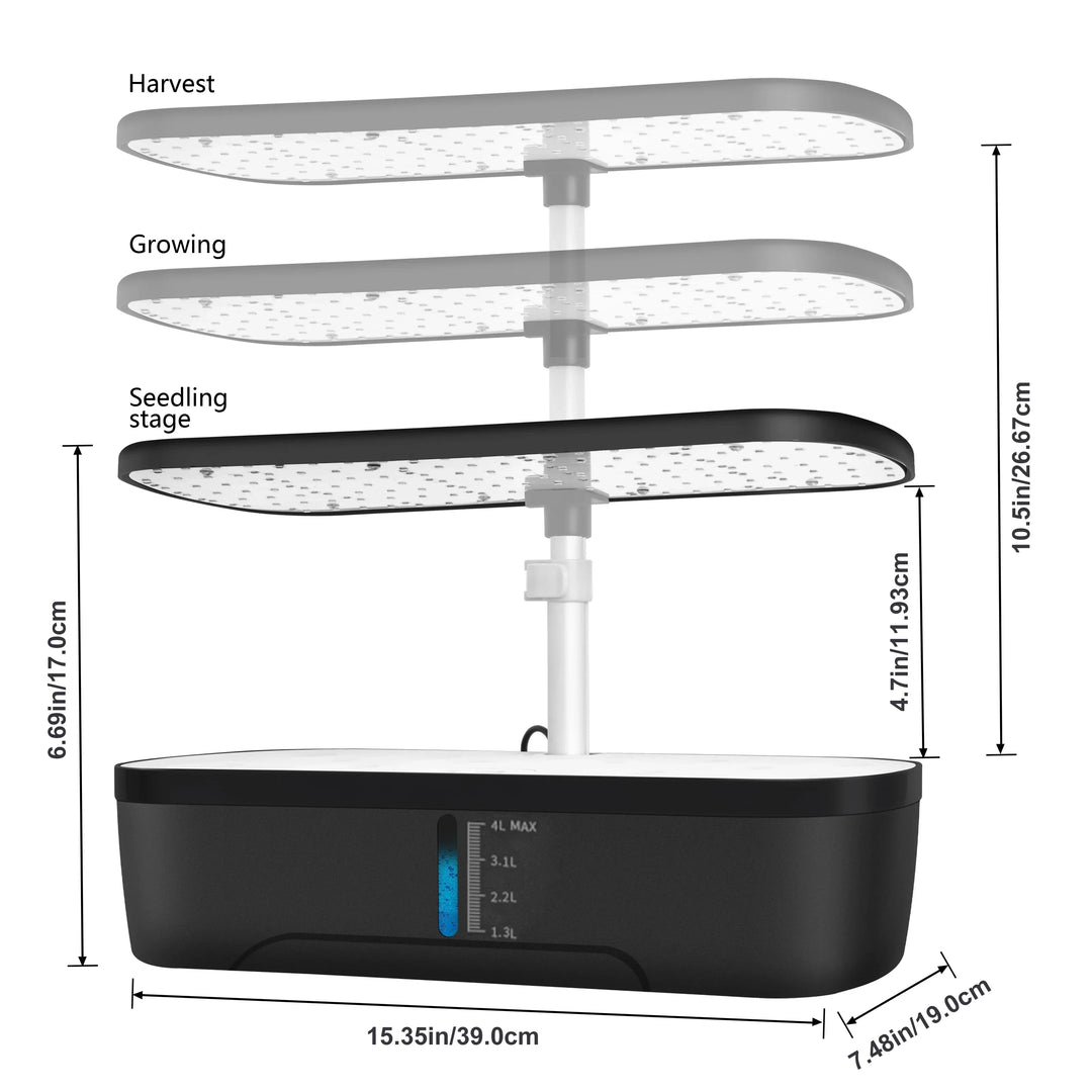 12-pod smart hydroponic system for growing fresh herbs & vegetables. Features LED grow light & easy setup.