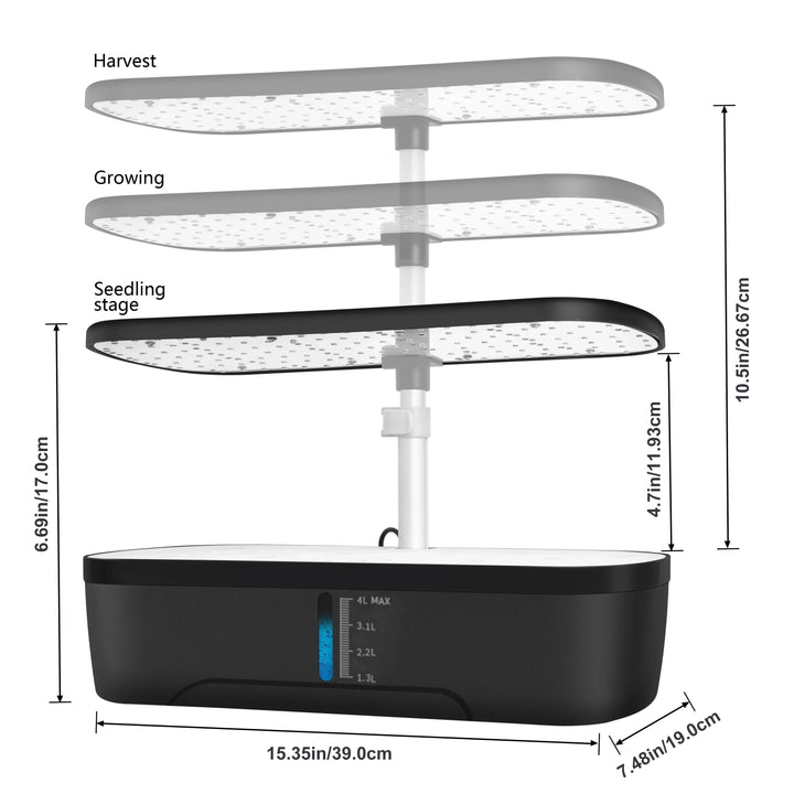 12-pod smart hydroponic system for growing fresh herbs & vegetables. Features LED grow light & easy setup.