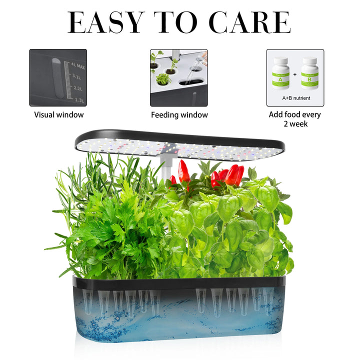 Unisex smart hydroponic herb garden. Soilless indoor plant growth with LED light & automatic timer for fresh herbs.