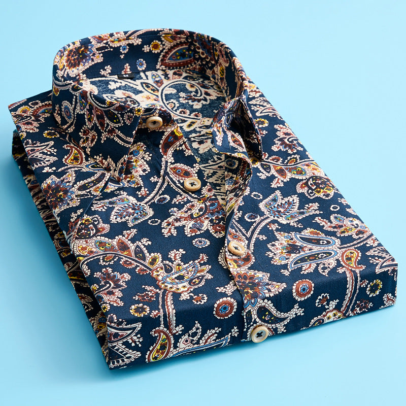 Men's casual floral short sleeve shirt, a vibrant and trendy summer top for everyday or leisure.