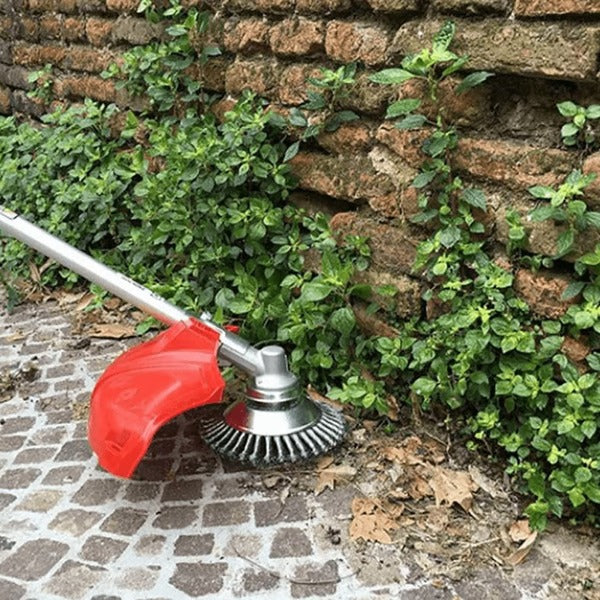 Unbreakable wired grass trimmer blade with round edge, durable stainless steel, ideal for removing weeds and overgrown grass.