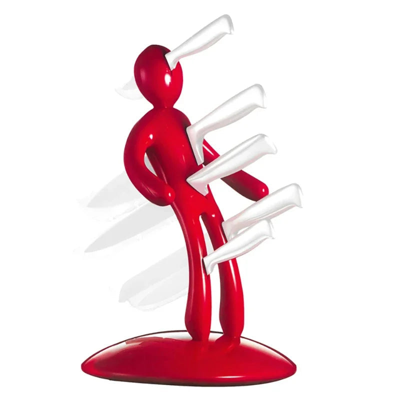 Humanoid knife stand, a unique kitchen decor statement. Modern countertop cutlery organizer accessory.