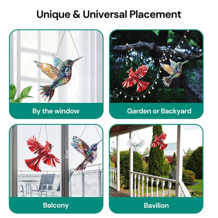Unique Multicolor Hummingbird Glass Suncatcher - Lexians