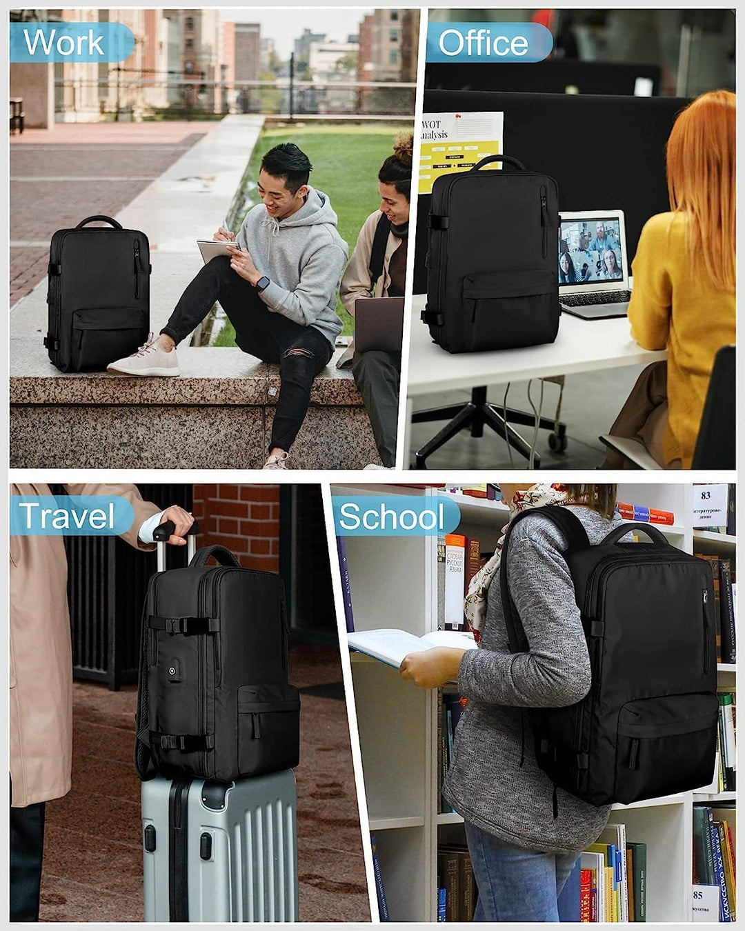 Hiking pack: Unisex 40L waterproof backpack with shoe storage, USB port, and anti-theft features.