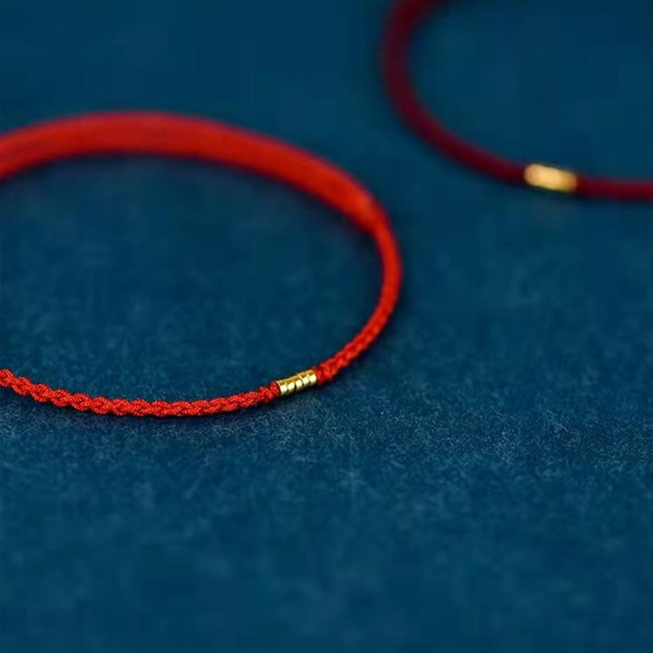 Unisex 925 Sterling Silver Lucky Red Braided Bracelet Anklet - Lexians