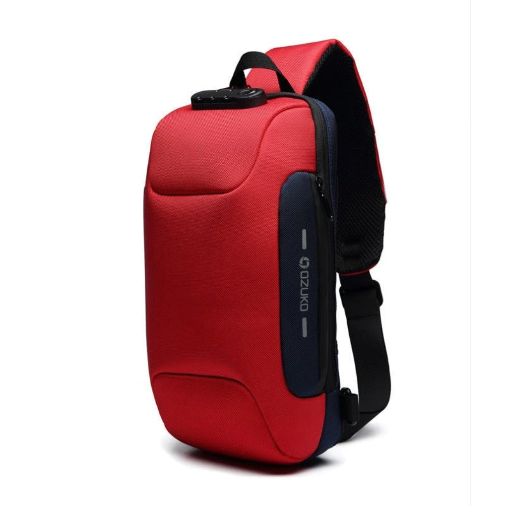Stay connected & secure with this unisex anti-theft sling bag. Built-in USB charger & RFID protection for peace of mind.