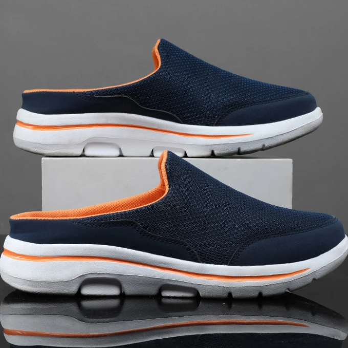 White unisex backless slip-on comfort sneaker slides, ideal for summer and casual outings.