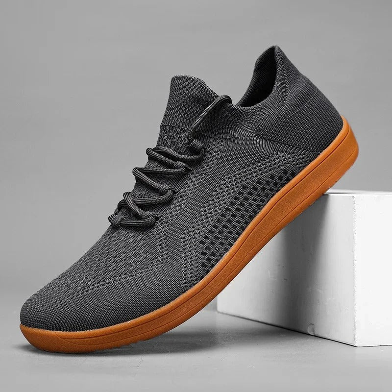 Top-down view of Unisex Barefoot Sneakers, highlighting spacious toe box comfort