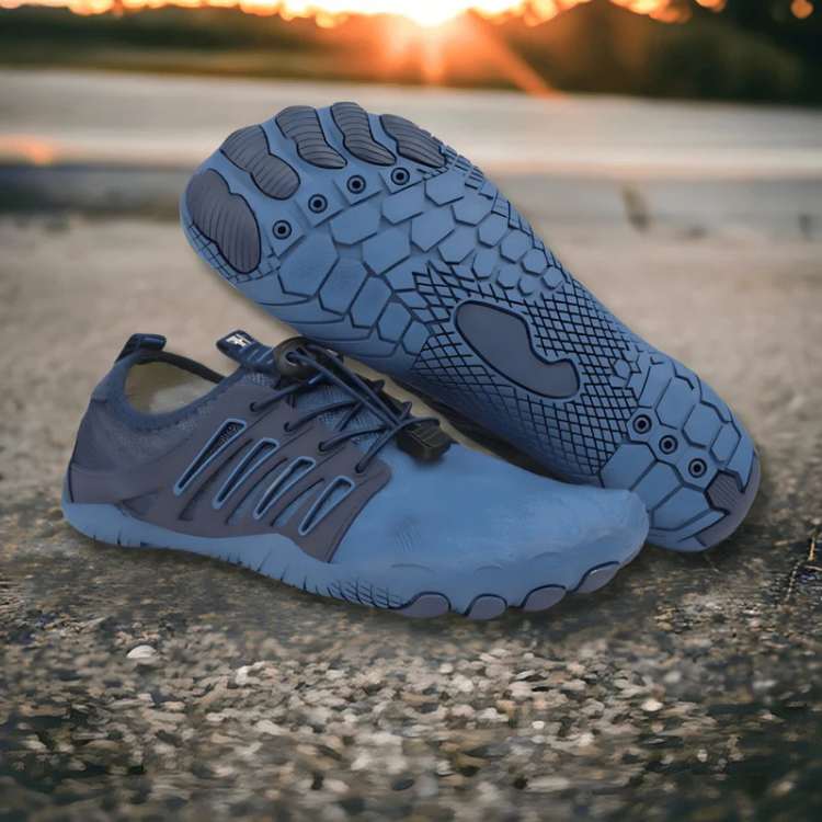 Durable unisex barefoot trail running shoes with non-slip grip, flexible design, and breathable comfort.