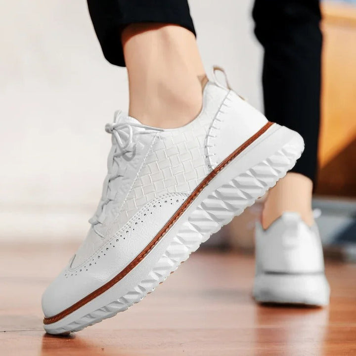 Top view of black unisex comfort shoes, showcasing a sleek design for daily wear.