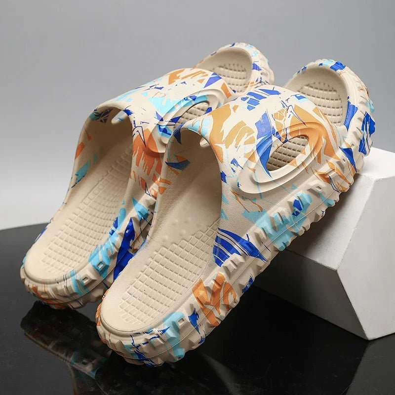 Unisex black cushioned comfort slide sandals for casual wear, durable athletic footwear