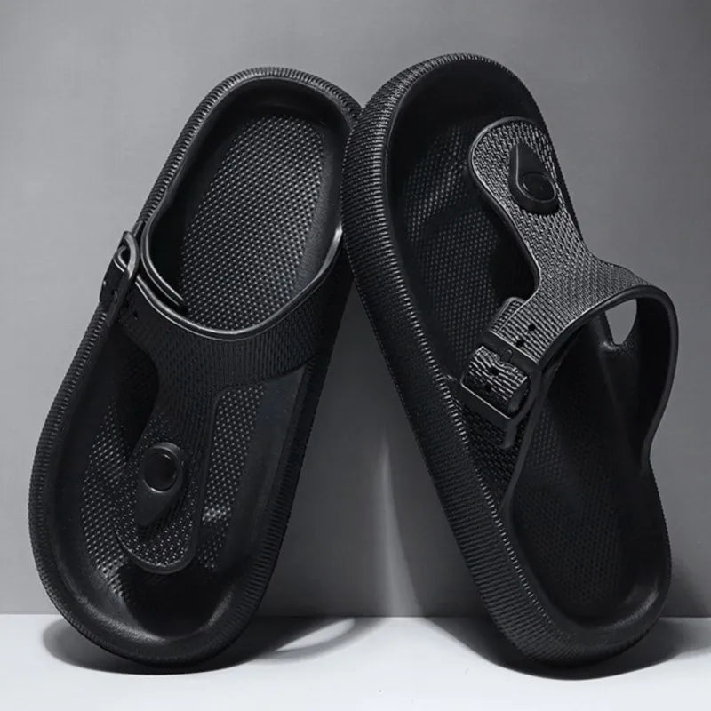 Close-up of the sole of a unisex cushioned sandal, highlighting soft comfort for daily wear.