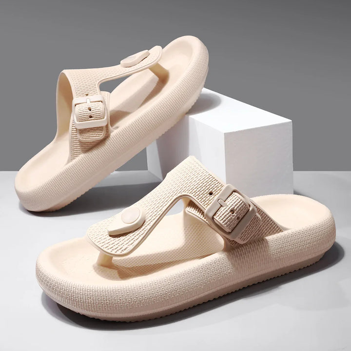 Unisex blue casual slide sandals, front view, versatile and trendy for all genders.