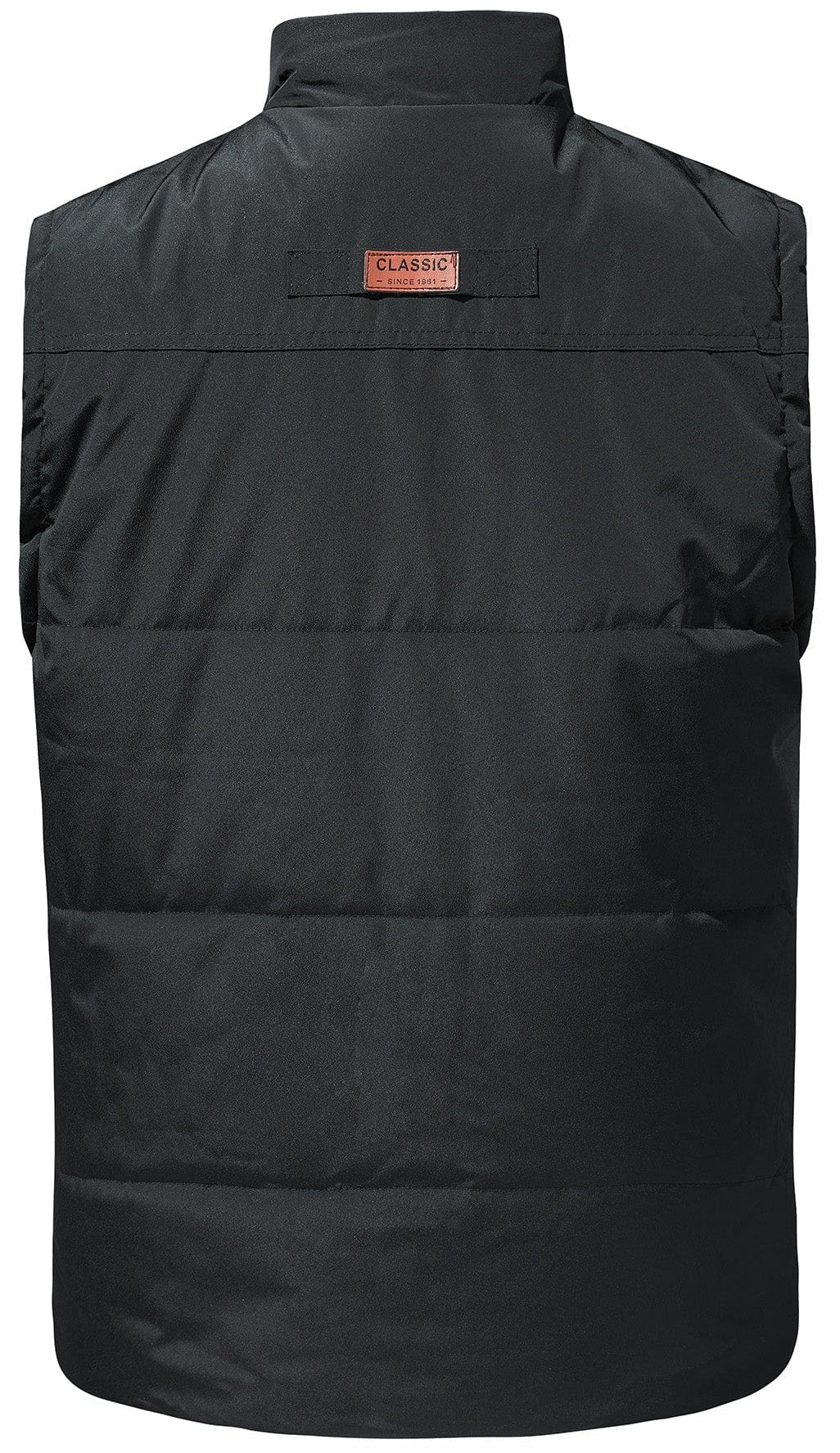 Close-up of the quilted texture on the insulated puffer vest's fabric
