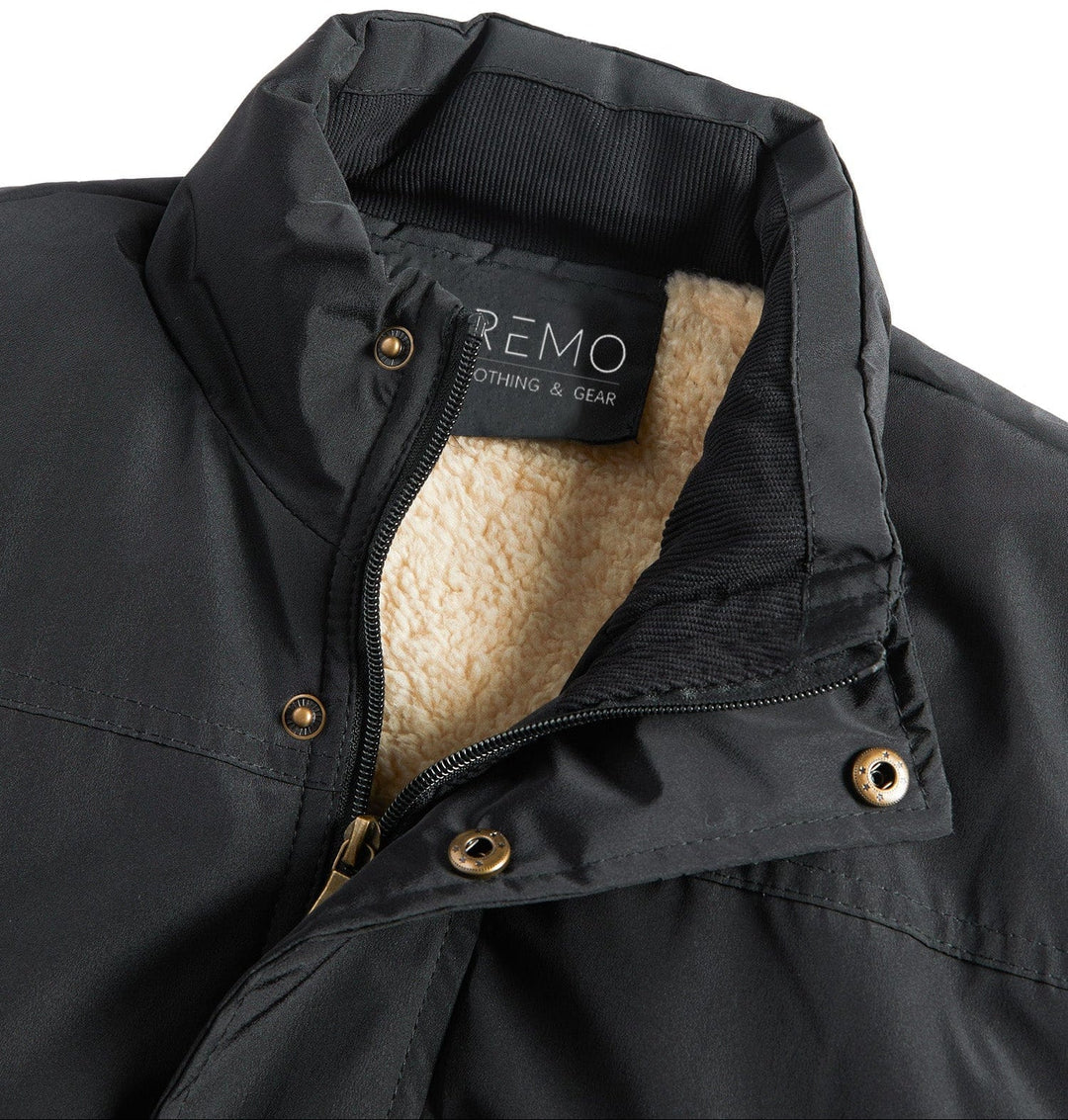 Back view of the unisex hooded puffer vest, showing the full design and fit