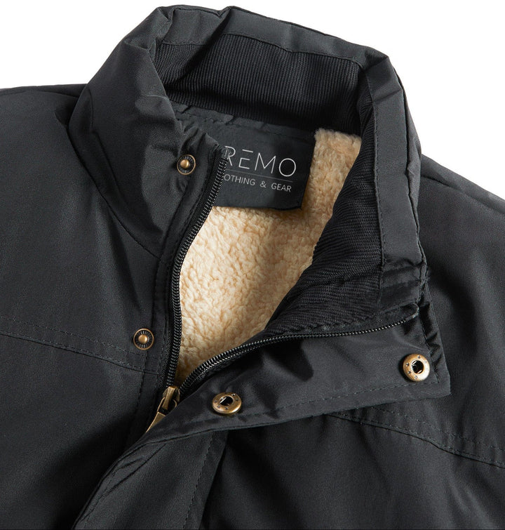 Back view of the unisex hooded puffer vest, showing the full design and fit