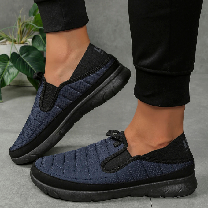 Unisex comfort casual footwear with a unique quilted design, easy slip-on for everyday use