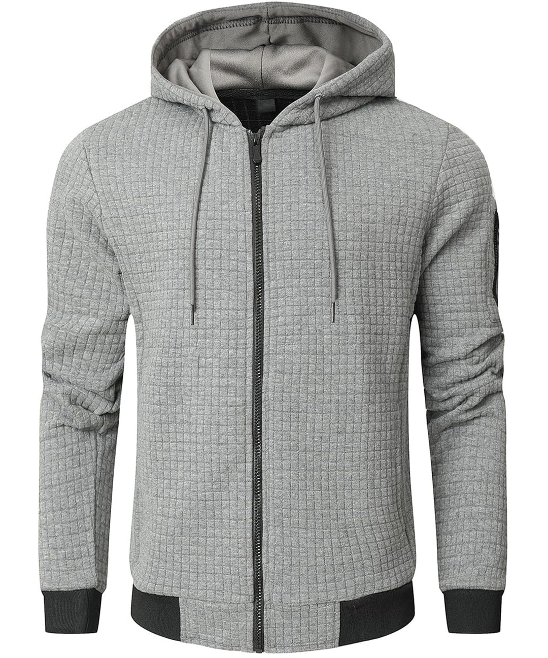 Close-up of unisex thermal hoodie fabric, showcasing soft cotton blend for warmth and comfort