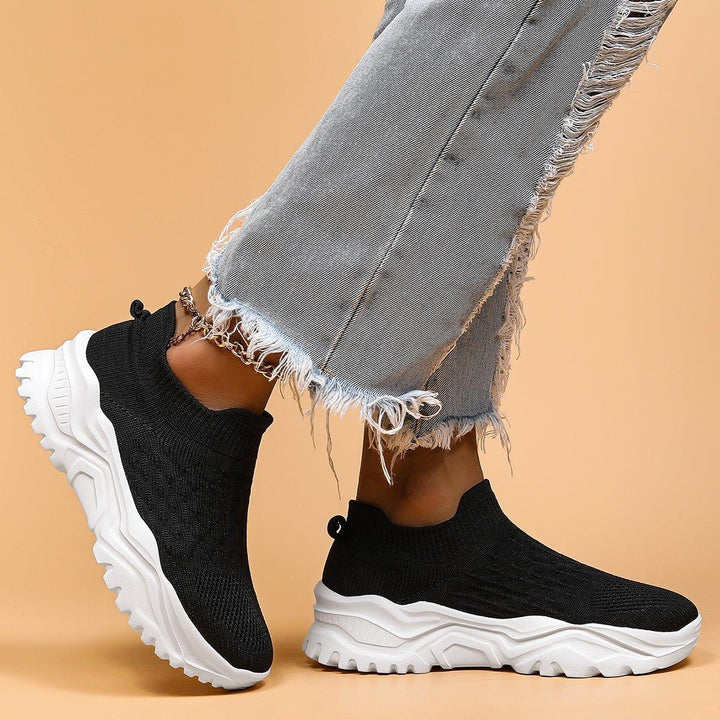 Unisex black & white comfort footwear, orthopedic slip-on shoes for all-day wear