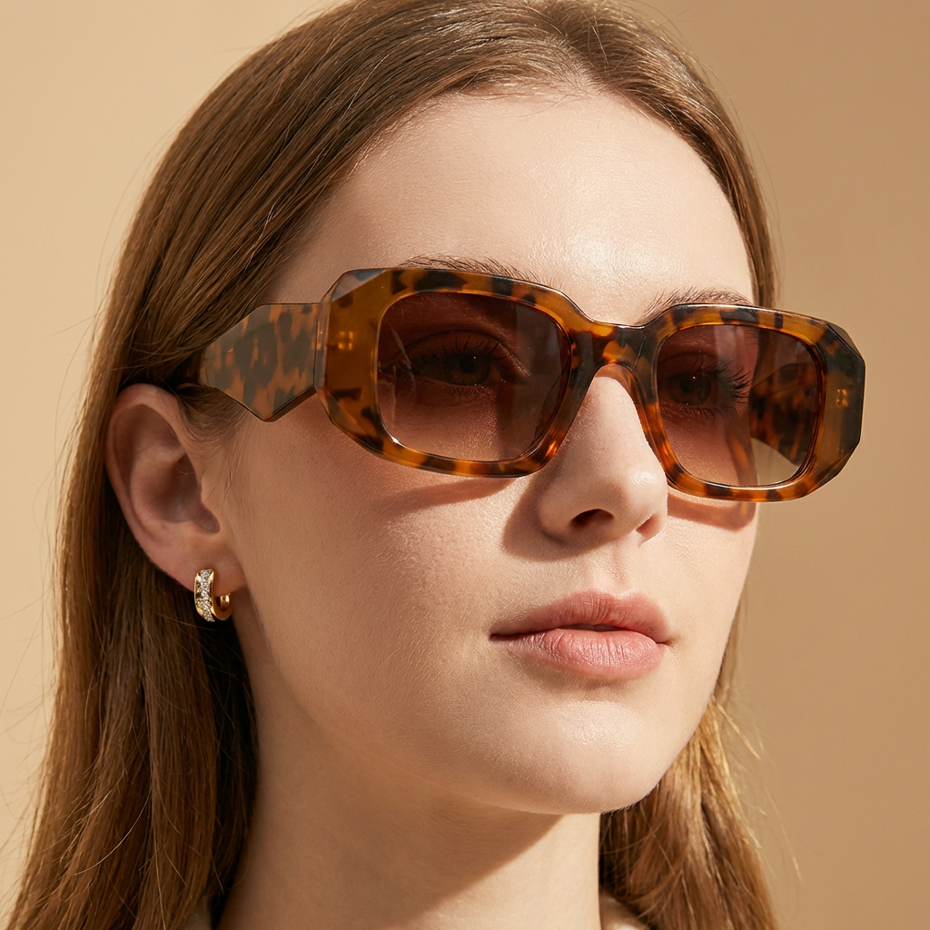 Black frame square sunglasses, unisex fashion accessory with UV400 lenses