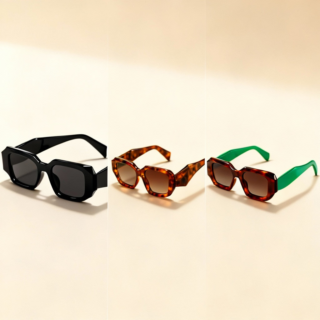 Classic black square sunglasses, versatile unisex design for everyday UV400 protection