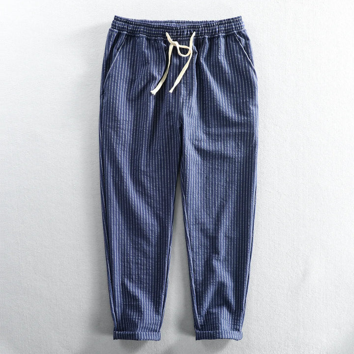 Unisex breathable cotton linen lounge pants with a relaxed fit, perfect for casual summer wear or travel