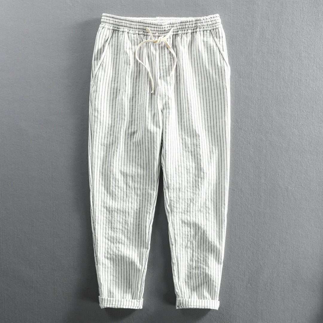 Casual unisex linen pants with a soft, breathable cotton blend fabric, ideal for comfortable lounging