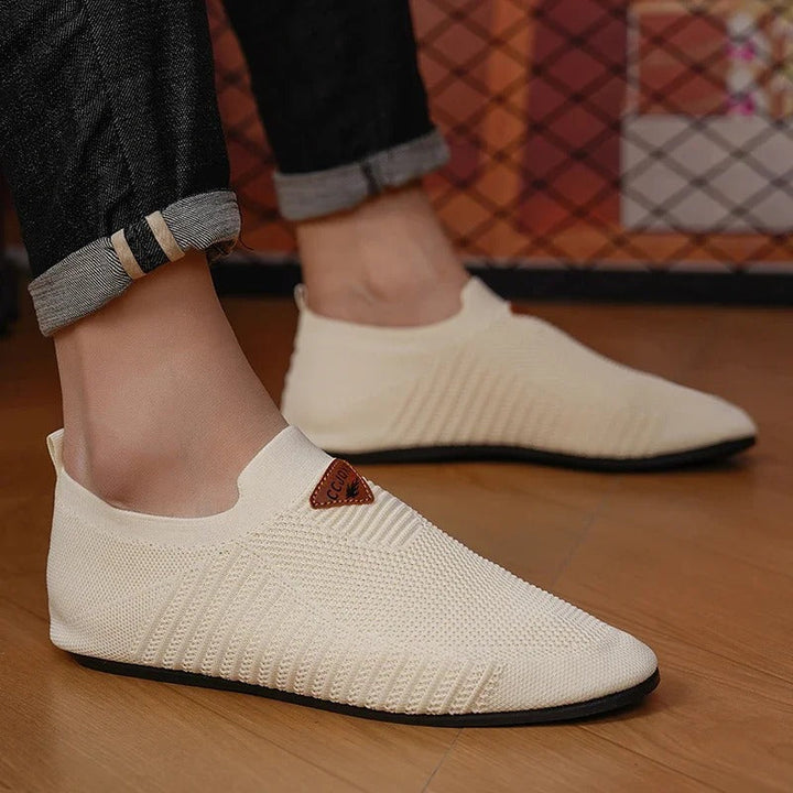 Rear view of Unisex Slip-On Knit Shoes, highlighting the easy wear design.