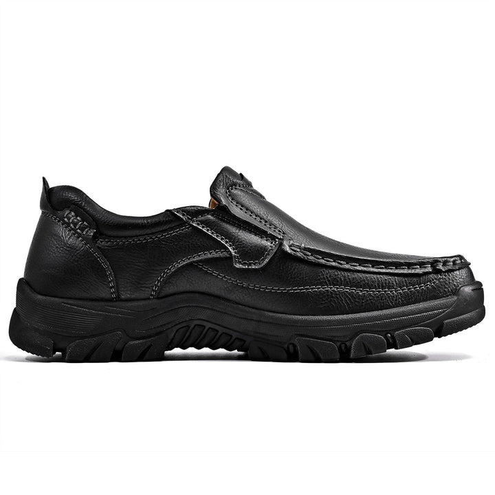 Angled view of a men's brown orthopedic comfort boot, showcasing its ergonomic design