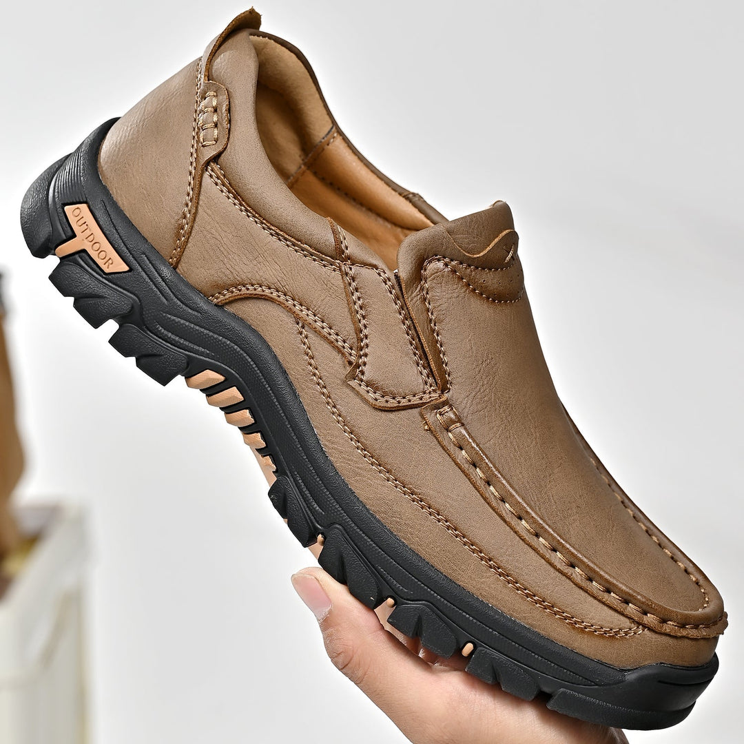 Mens orthopedic comfort transition boots, designed to reduce fatigue, brown color