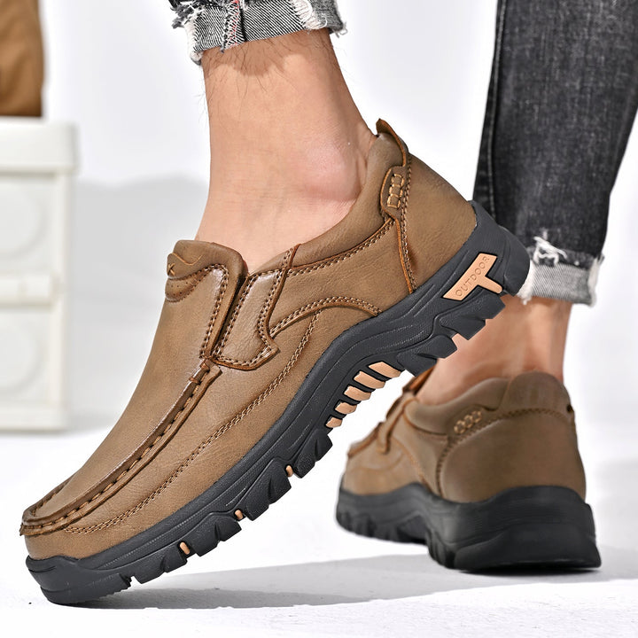 Mens brown orthopedic comfort transition boots, providing stability and support for active wear