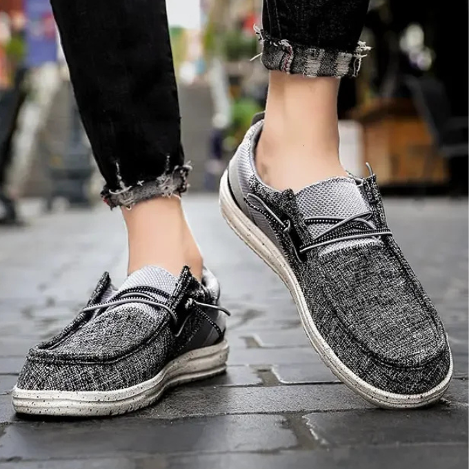 Group of assorted canvas slip-on casual shoes, unisex, comfortable, lightweight & breathable.