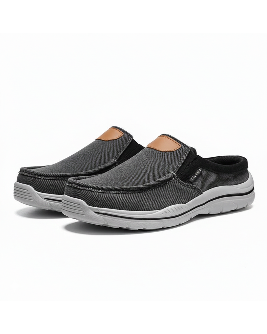 Unisex casual canvas slip-on shoes, comfortable everyday footwear with rubber sole.