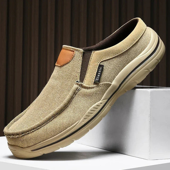 Everyday canvas slip-on shoes, offering comfort and convenience for men and women.