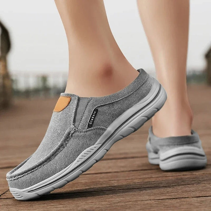 Trendy canvas slip-on shoes, perfect for a casual and comfortable lifestyle.