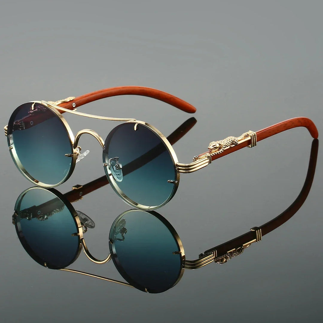 Golden square frame sunglasses, a stylish unisex accessory with full UV400 protection.