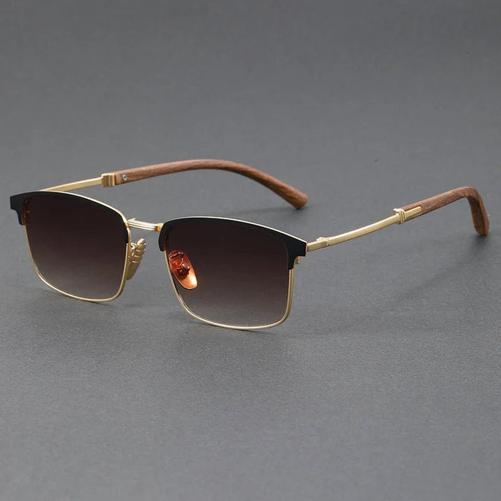 Retro half-frame browline sunglasses. Polarized lenses offer UV400 eye protection.