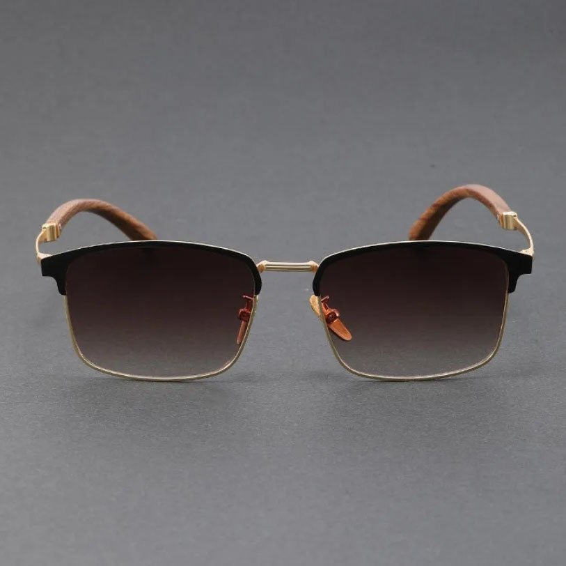 Half-frame polarized sunglasses with UV400 protection. Unisex classic browline style.