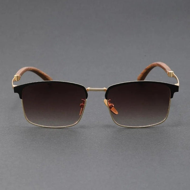 Half-frame polarized sunglasses with UV400 protection. Unisex classic browline style.