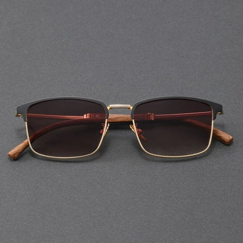 Durable alloy browline sunglasses. Unisex design with polarized UV400 eye protection.