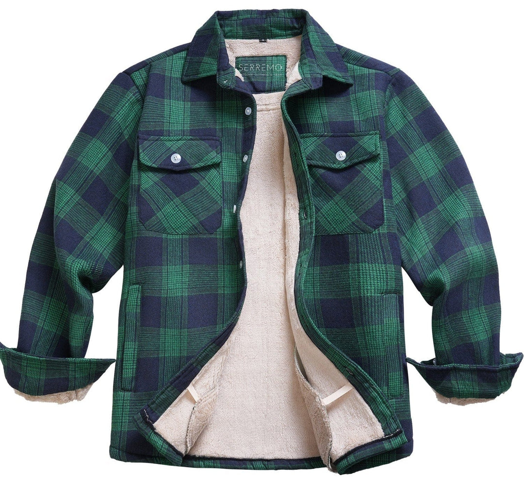 Unisex Classic Plaid Flannel Shirt Jacket, casual outerwear, warm & comfortable.