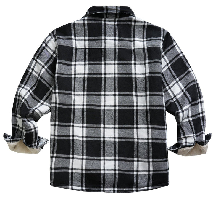 Soft-touch plaid flannel shirt jacket, versatile unisex outerwear for fall.