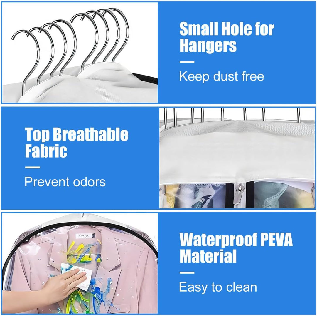 Clear suit and dress bags (6-pack) for dust protection & long-term clothes storage.