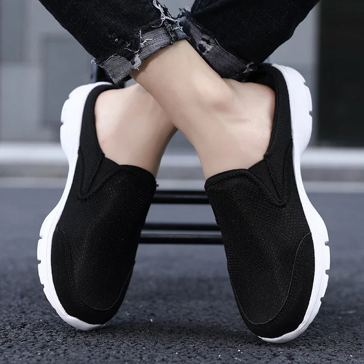 Close-up of the cloud-like texture on the unisex slip-on shoes, highlighting the softness.