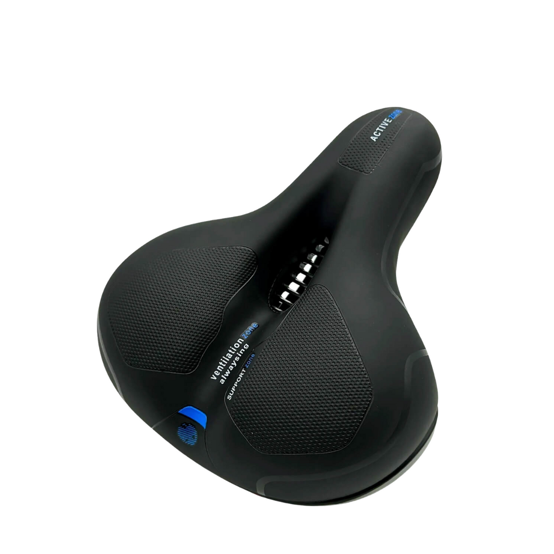 Ergonomic CloudComfort Pro bike saddle, breathable & shock-absorbing, for long rides. Universal fit bicycle accessory.
