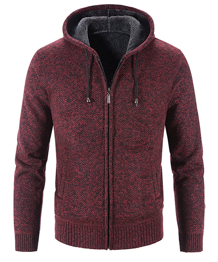Flat lay of a folded unisex cozy fleece zip-up hoodie, ready for travel or storage