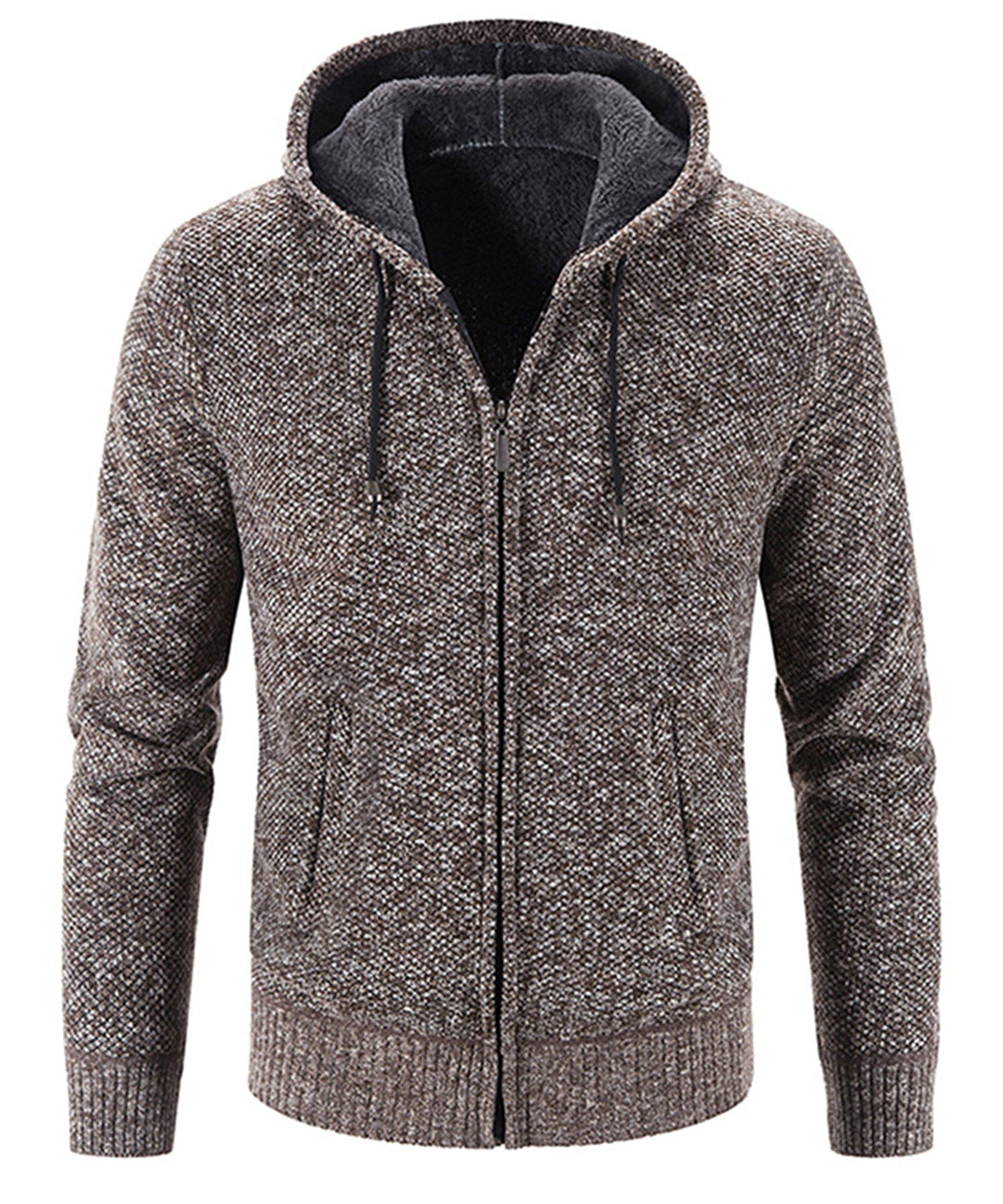 Unisex cozy fleece zip-up hoodie with an open zipper, showing the interior fleece texture